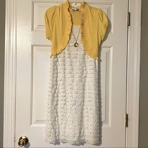 White and yellow midi dress